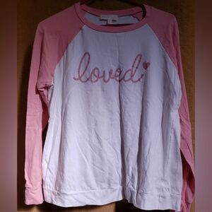 Cat & Jack Pink and White 'Loved' Long Sleeve Tee